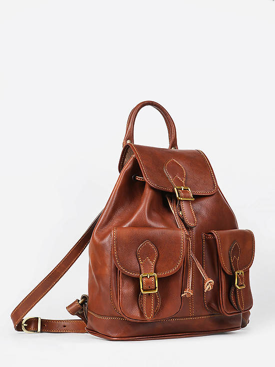 Рюкзак из коричневой кожи в винтажном стиле  Alessia