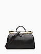 Черная кожаная сумка - саквояж в винтажном стиле  Alessia