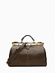 Темно-коричневая кожаная сумка - саквояж в винтажном стиле  Alessia