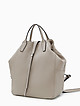 Мягкий кожаный рюкзак серо-бежевого оттенка с тремя отделами  Folle