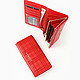 Кожаный кошелек красного цвета с клетчатым принтом и внутренним отделением на клипсе  Di Gregorio