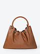 Коньячно-коричневая сумка-тоут из мягкой кожи с круглыми металлическими ручками  Folle