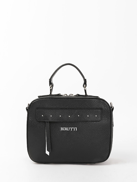 Небольшая сумочка-боулер из черной кожи с двумя отделениями  Alessandro Birutti
