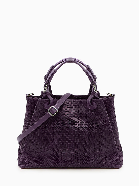 Фиолетовая сумка-тоут из плетеной мягкой кожи с винтажным эффектом  Folle