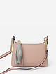 Пудрово-розовая сумочка кросс-боди из мягкой кожи с кисточкой  Alessandro Beato