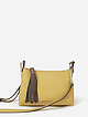 Желто-зеленая сумочка кросс-боди из мягкой кожи с кисточкой  Alessandro Beato