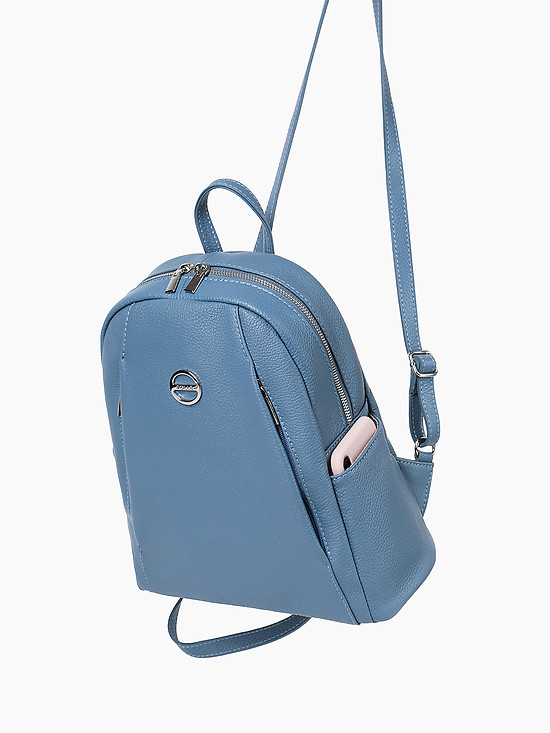 Базовый рюкзак из мягкой кожи в оттенке голубого денима  Folle