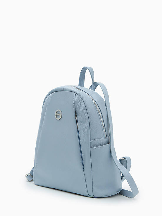 Голубой базовый рюкзак из мягкой кожи  Folle