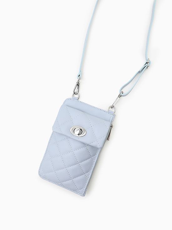 Голубая микро-сумочка - кошелек из стеганой кожи  Folle