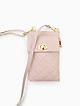 Пудрово-розовая микро-сумочка - кошелек из стеганой кожи  Folle