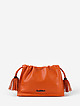 Оранжевая кожаная сумочка кросс-боди а-ля кисет на завязках с кисточками  Tony Bellucci