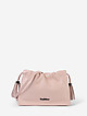 Пудрово-розовая кожаная сумочка кросс-боди а-ля кисет на завязках с кисточками  Tony Bellucci