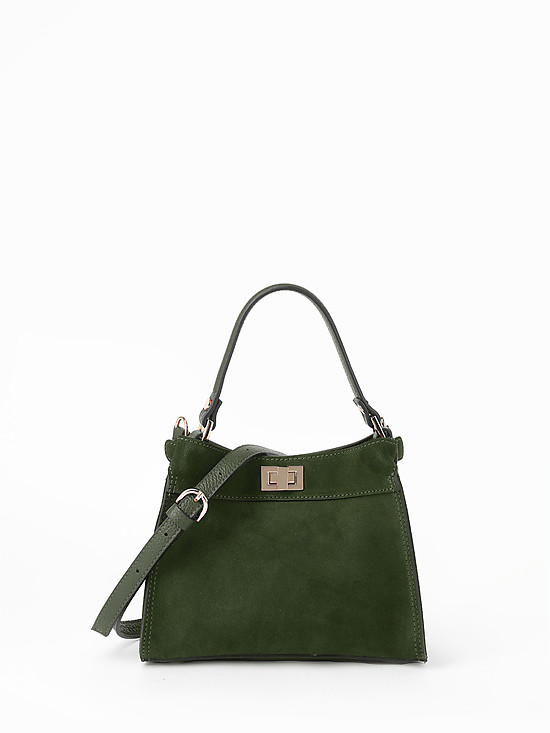 Небольшая зеленая замшевая сумочка-боулер  Gianni Notaro