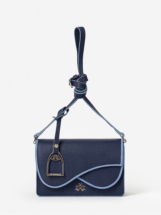 Синяя кожаная сумочка кросс-боди с брелком в форме стремени  La Martina
