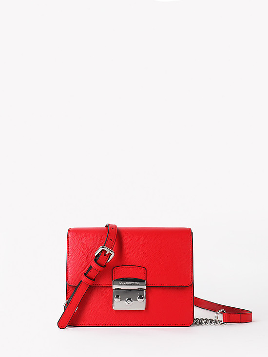 Красная прямоугольная сумочка-флап Nevada из плотной кожи на цепочке  La Martina