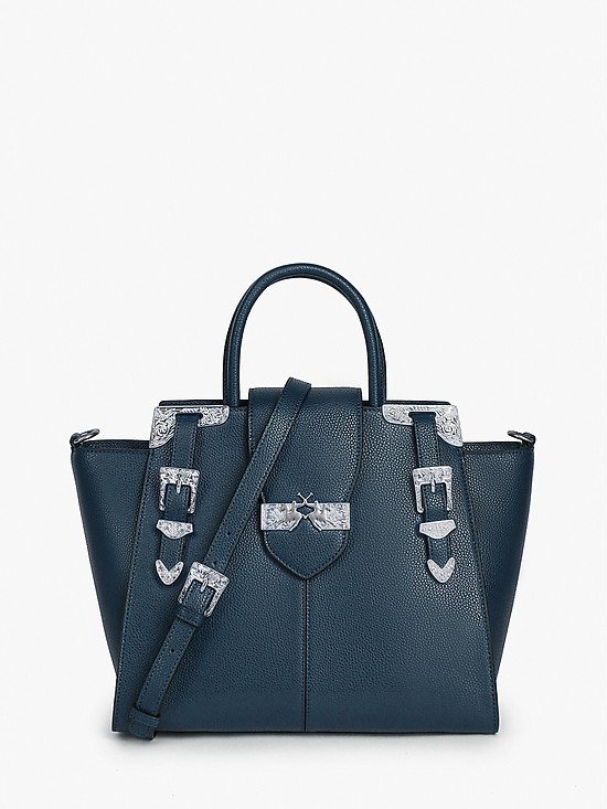 Синяя кожаная сумка-тоут в винтажном дизайне  La Martina