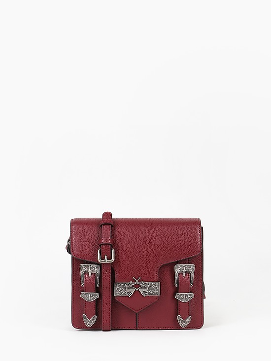 Темно-красная кожаная сумочка через плечо в винтажном дизайне  La Martina