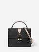 Небольшая квадратная сумка-сэтчел из черной сафьяновой кожи с бронзовыми вставками  La Martina