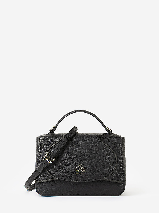 Небольшая черная сумка-сэтчел из плотной кожи  La Martina