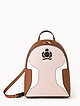 Рюкзак в стиле колор-блок из коньячной, белой и пастельно-розовой кожи  La Martina