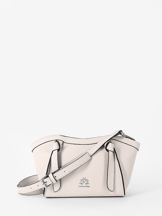 Пастельно-кремовая кожаная сумочка кросс-боди со съемным ремешком  La Martina