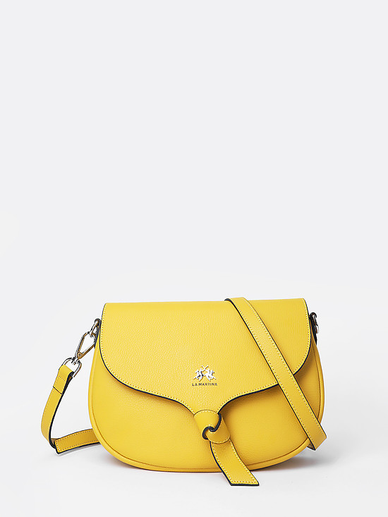 Желтая полукруглая сумочка кросс-боди Solana из плотной кожи со съемным ремешком  La Martina