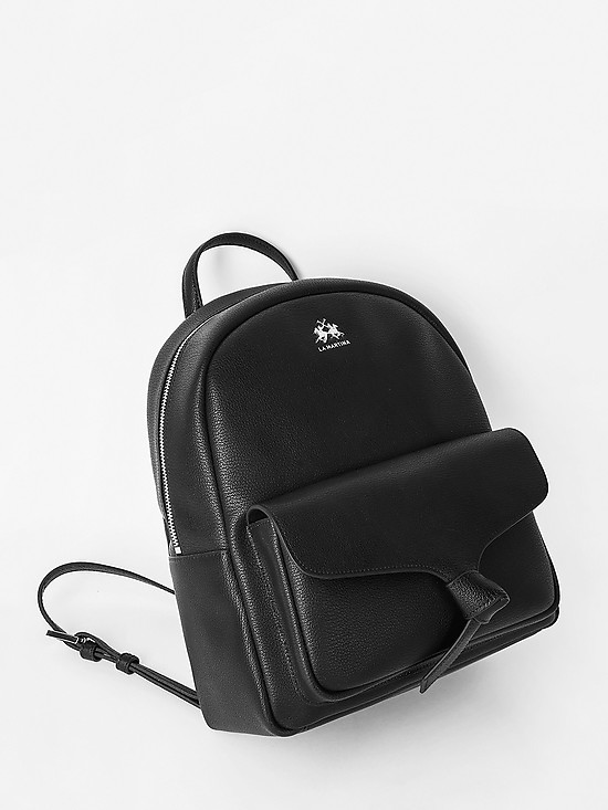 Черный кожаный рюкзак  La Martina