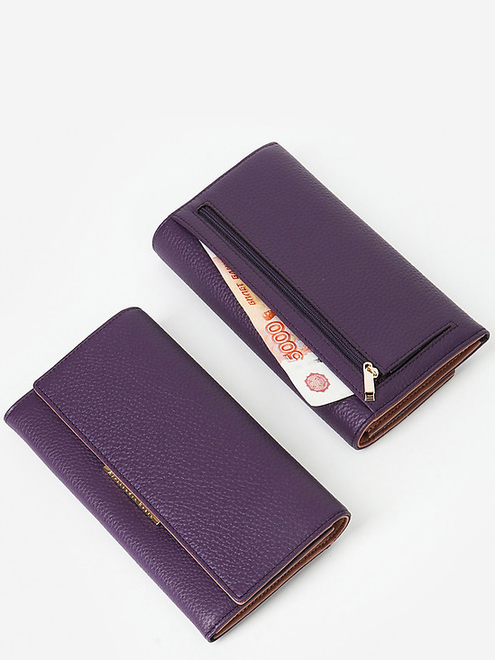 Фиолетовый кожаный кошелек на металлической кнопке  Alessandro Beato