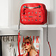 Красная кожаная сумка через плечо с внешними карманами  Marina Creazioni