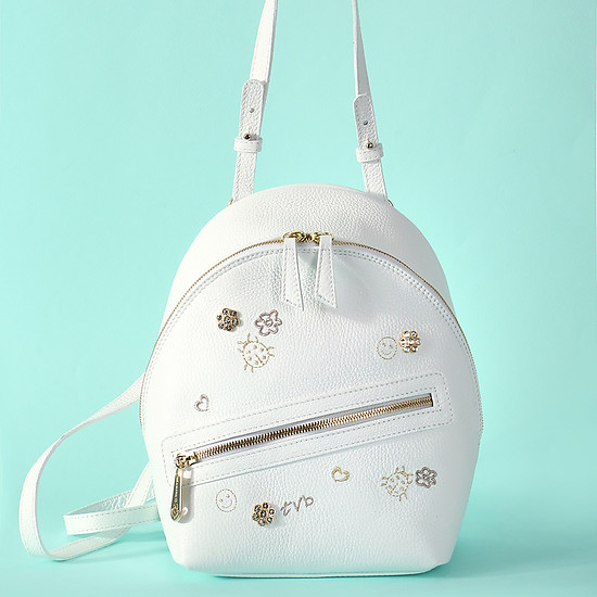 Белоснежный рюкзак с золотистым декором  Marina Creazioni