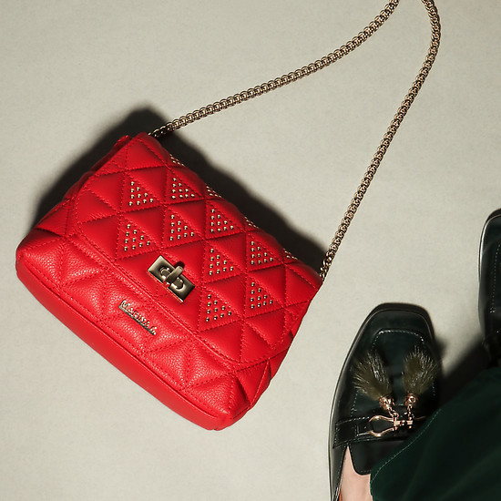 Стеганая красная сумочка кросс-боди из натуральной кожи  Marina Creazioni