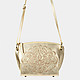 Золотистая кожаная сумочка кросс-боди с узорной вышивкой  Marina Creazioni