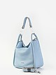 Небольшая светло-голубая сумка-хобо из мягкой перфорированной кожи с ручкой на прозрачной цепочке  Arcadia