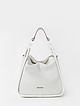 Небольшая белая сумка-хобо из мягкой перфорированной кожи с ручкой на прозрачной цепочке  Arcadia