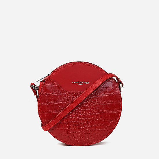 Красная круглая сумочка кросс-боди из кожи под крокодила  Lancaster