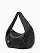 Черная плетеная сумка-хобо из мягкой кожи  Di Gregorio