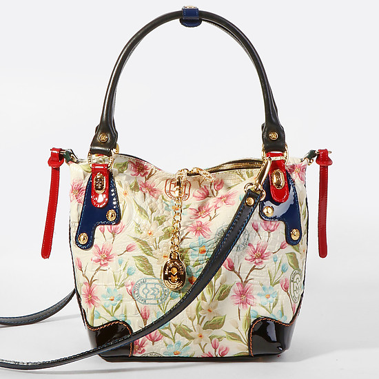 Яркая сумка с контрастными деталями и цветочным принтом  Marino Orlandi