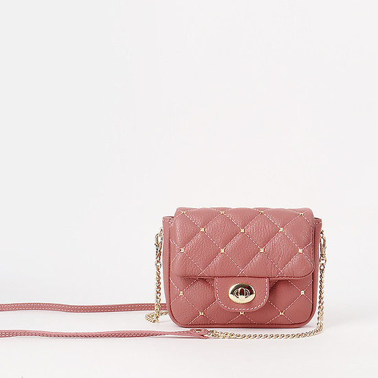 Маленькая поясная сумочка-трансформер из натуральной кожи пудрово-розового оттенка  Marina Creazioni