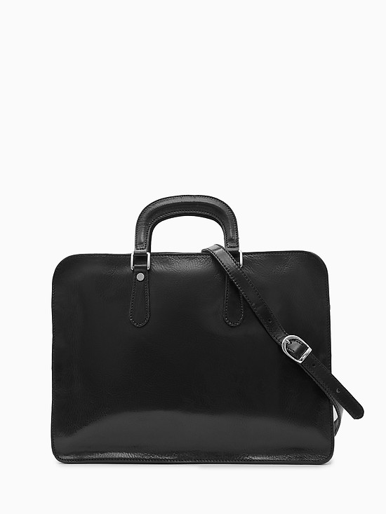Черная деловая сумка из натуральной кожи  Alessia