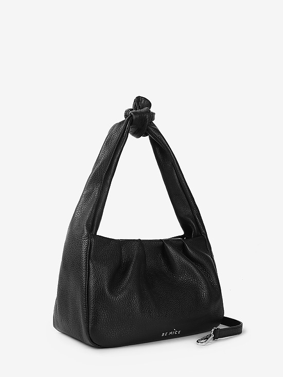 Мягкая сумочка на плечо из зернистой кожи черного цвета  BE NICE