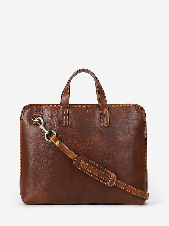деловая сумка-планшет из коричневой кожи  Alessia