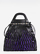 Фиолетово-черная сумка-авоська из кожи и текстиля  Marina Creazioni