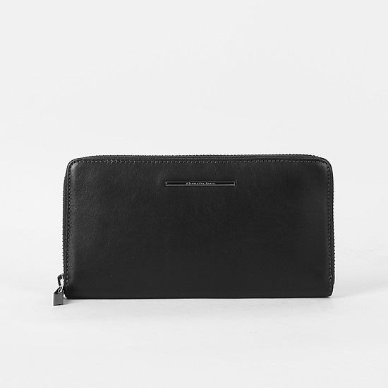 Черный горизонтальный бумажник из гладкой кожи  Alessandro Beato