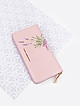 Большой кошелек на молнии из пастельно-розовой кожи с принтом лаванды  Alessandro Beato
