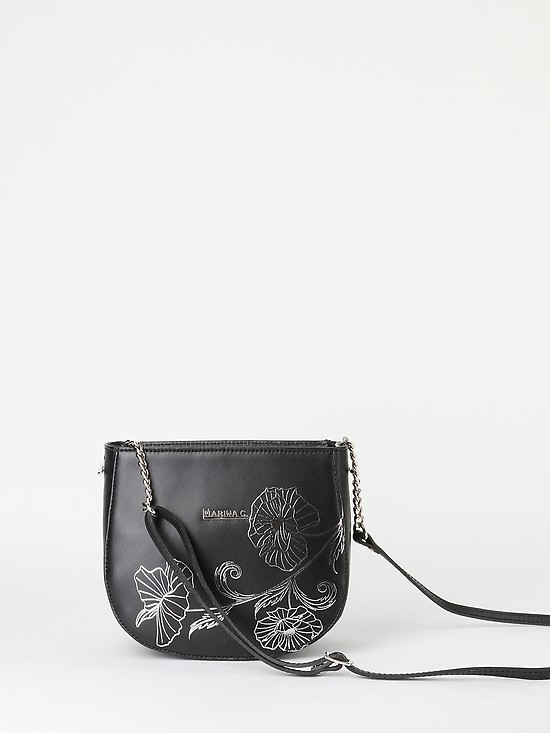 Полукруглая черная сумочка через плечо с металлизированным принтом  Marina Creazioni