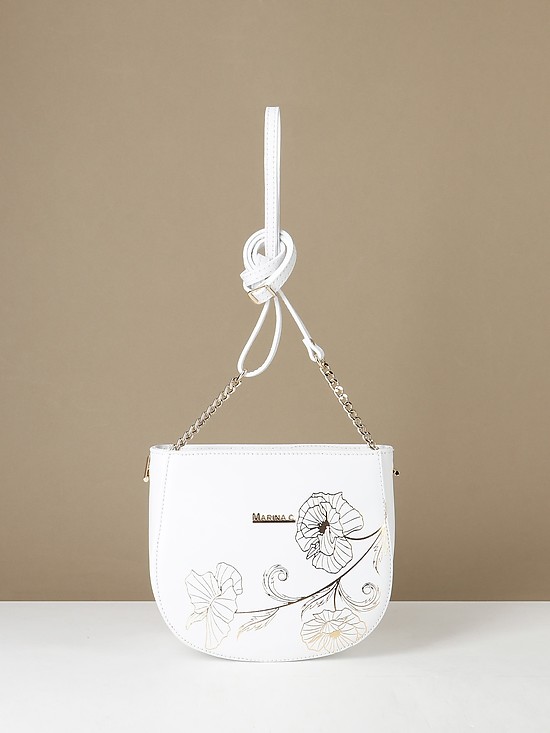 Полукруглая белая сумочка через плечо с металлизированным принтом  Marina Creazioni