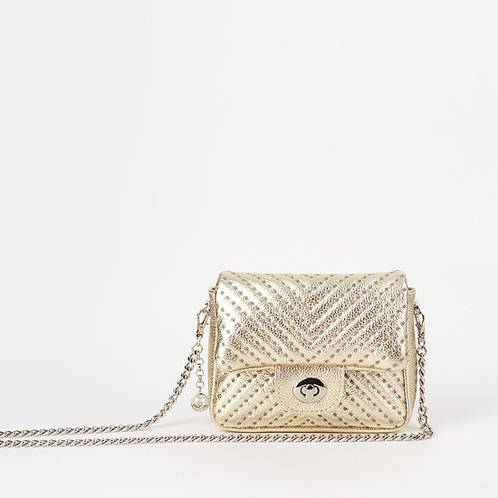 Кожаная поясная сумочка-трансформер золотого цвета  Marina Creazioni