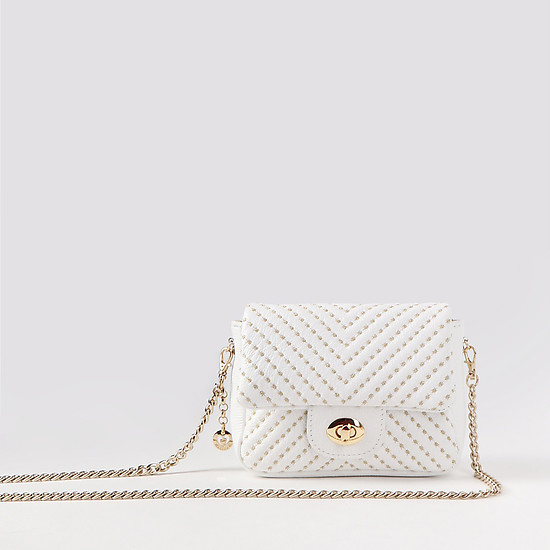 Кожаная поясная сумочка-трансформер белого цвета  Marina Creazioni