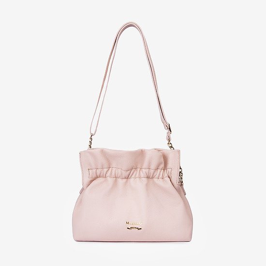Розовая кожаная сумочка-кросс-боди с драпировкой  Marina Creazioni