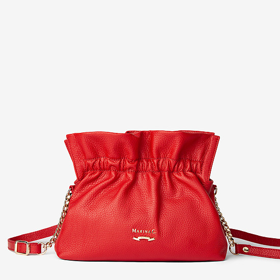 Красная кожаная сумочка-кросс-боди с драпировкой  Marina Creazioni